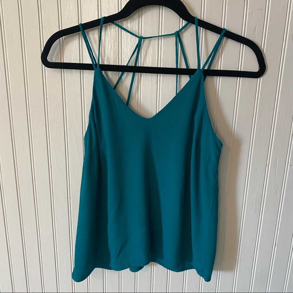 Forever 21 Contemporary Sleeveless Cropped Flowy Blouse, Size: XS, Teal